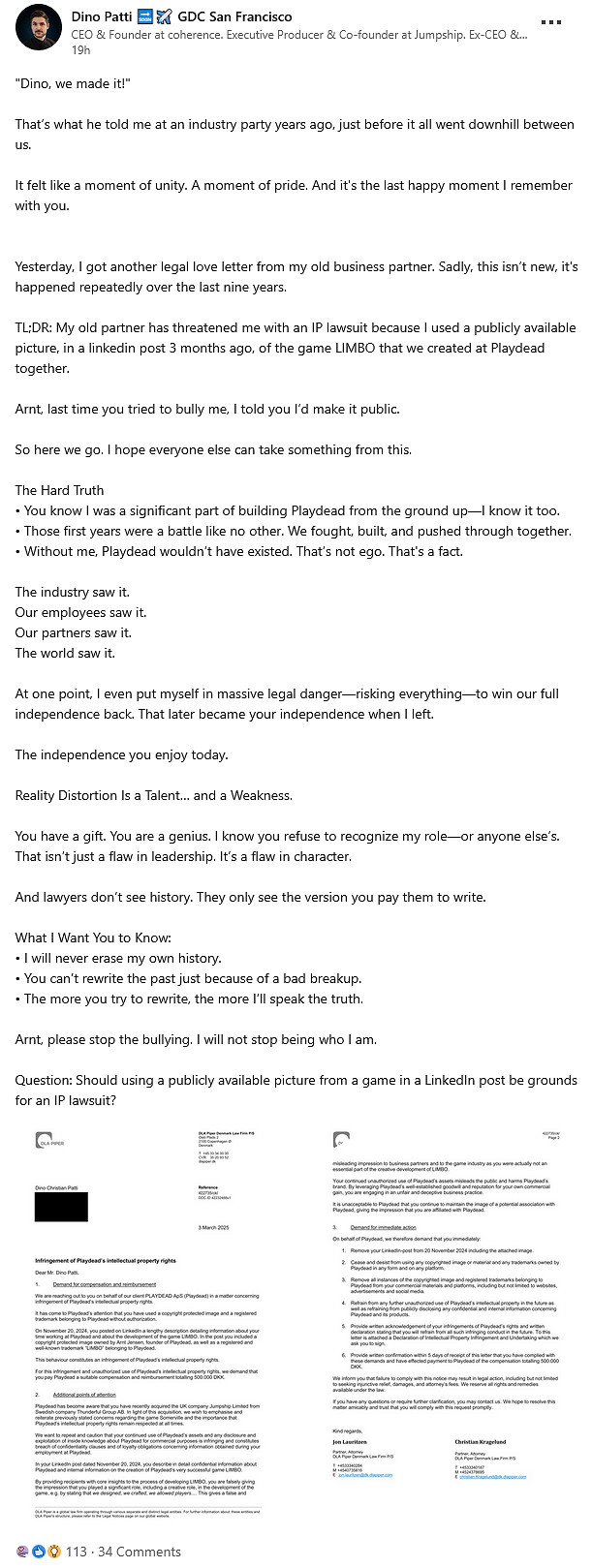 《地獄邊境》開發商創始人之間矛盾不斷：一直威脅起訴