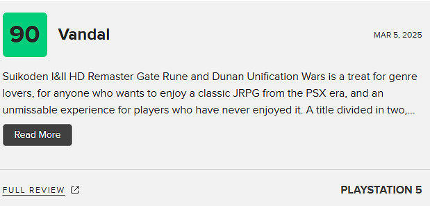 《幻想水滸傳1+2HD》M站79分:系列粉絲的絕佳之選! 《幻想水滸傳1+2HD》M站79分:系列粉絲的絕佳之選!