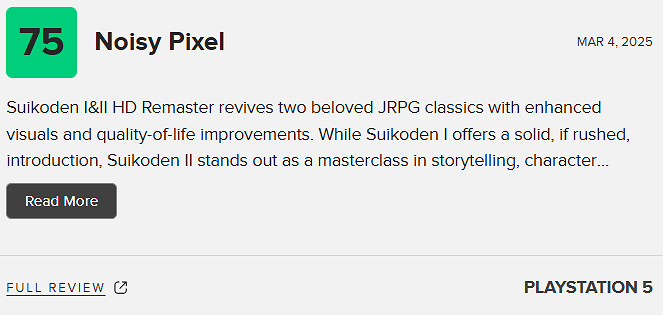 《幻想水滸傳1+2HD》M站79分:系列粉絲的絕佳之選! 《幻想水滸傳1+2HD》M站79分:系列粉絲的絕佳之選!