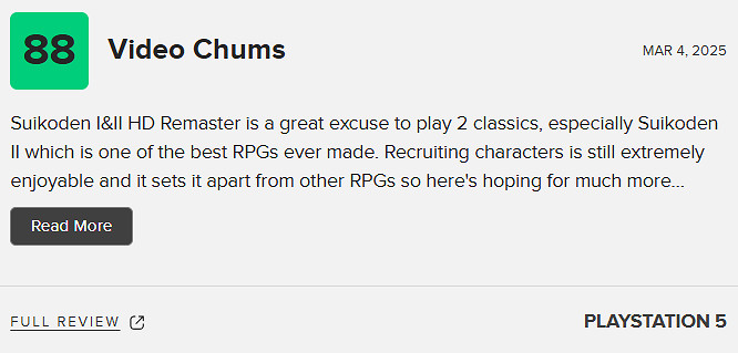 《幻想水滸傳1+2HD》M站79分:系列粉絲的絕佳之選! 《幻想水滸傳1+2HD》M站79分:系列粉絲的絕佳之選!