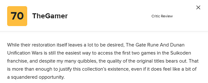 《幻想水滸傳1+2HD》M站79分:系列粉絲的絕佳之選! 《幻想水滸傳1+2HD》M站79分:系列粉絲的絕佳之選!