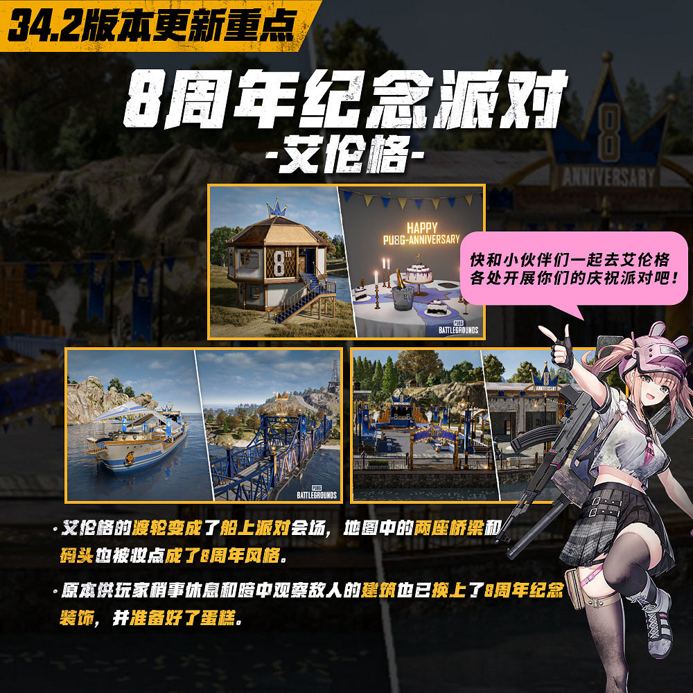 8載同行, 吃雞有你！PUBG34.2版本更新 8周年慶典開啟