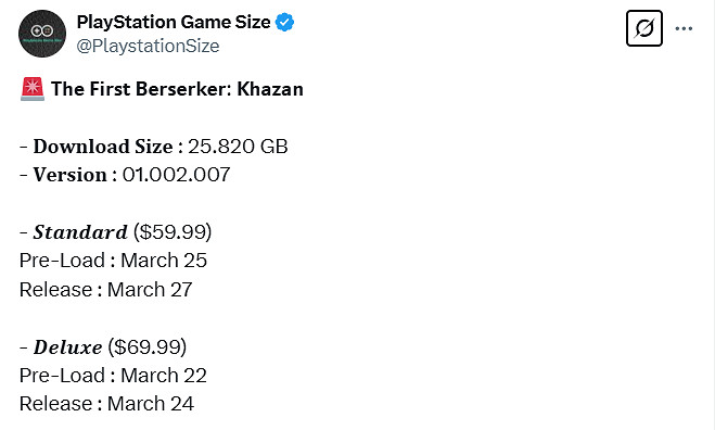 《第一狂戰士:卡讚》容量大小曝光:PS5版所需25GB! 《第一狂戰士:卡讚》容量大小曝光:PS5版所需25GB!