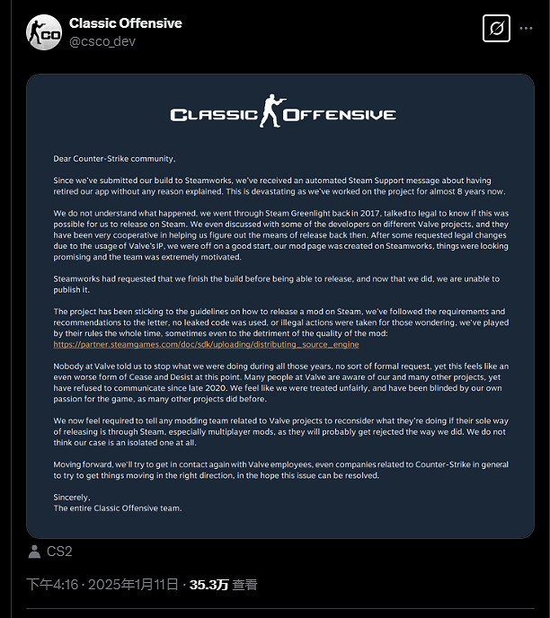 《CS2》還原《CS1.6》mod能否上架?Valve態度成謎 《CS2》還原《CS1.6》mod能否上架?Valve態度成謎