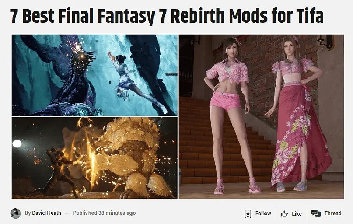 你認可嗎?外媒評選《FF7重生》蒂法的7款最佳Mod 你認可嗎?外媒評選《FF7重生》蒂法的7款最佳Mod