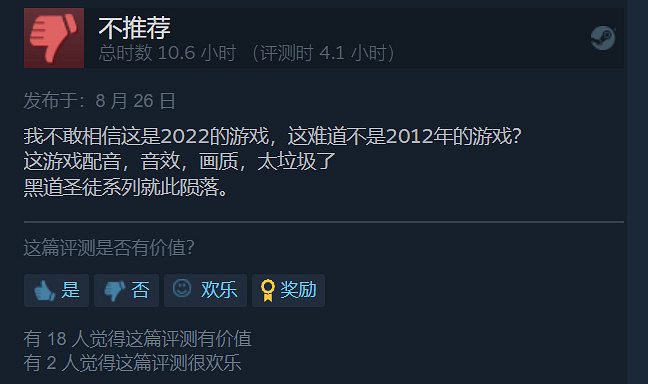 《黑街聖徒:重啟版》Steam褒貶不一 正3折促銷 《黑街聖徒:重啟版》Steam褒貶不一 正3折促銷