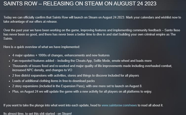 《黑街聖徒:重啟版》Steam 8月24日發售 新DLC 8月8日上線 《黑街聖徒:重啟版》Steam 8月24日發售 新DLC 8月8日上線