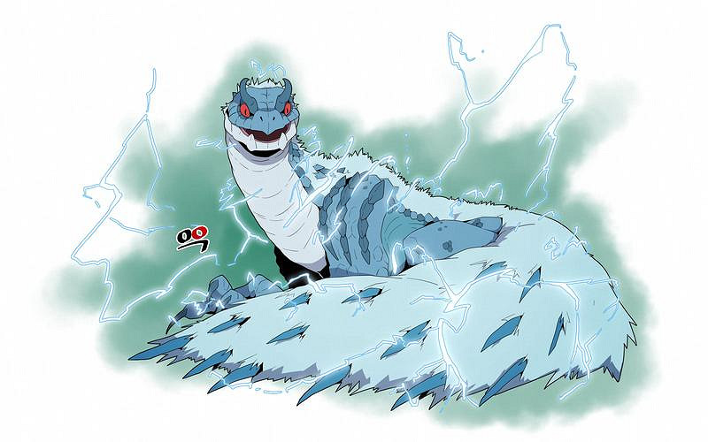 古代樹森林的靜電舞者與冰原的可愛乖狗狗——飛雷龍