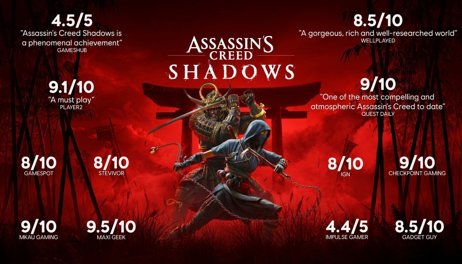 《AC影》發售即巔峰!育碧再次公布全新媒體讚譽圖 《AC影》發售即巔峰!育碧再次公布全新媒體讚譽圖