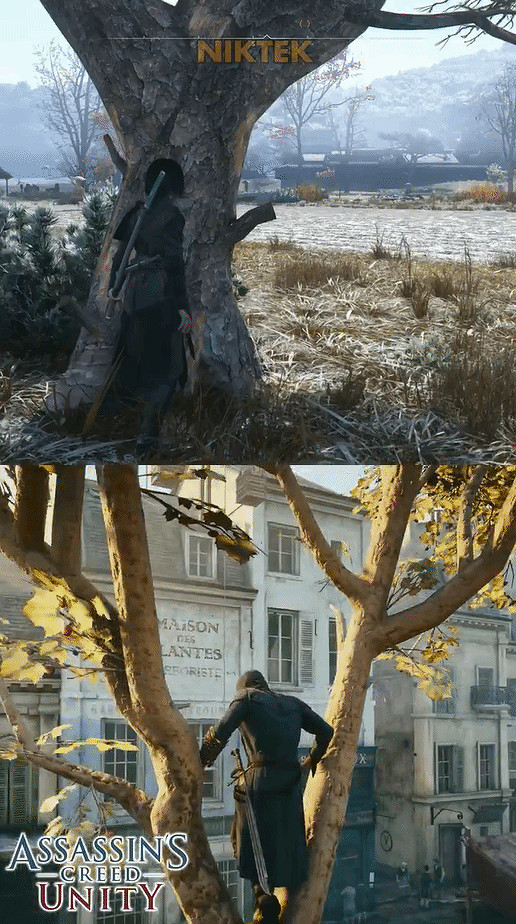 《AC影》VS《AC大革命》爬樹動畫:哪個看著更逼真? 《AC影》VS《AC大革命》爬樹動畫:哪個看著更逼真?