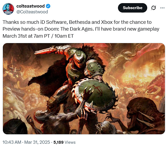 曝《毀滅戰士:黑暗時代》將在今晚10點公布新實機! 曝《毀滅戰士:黑暗時代》將在今晚10點公布新實機!