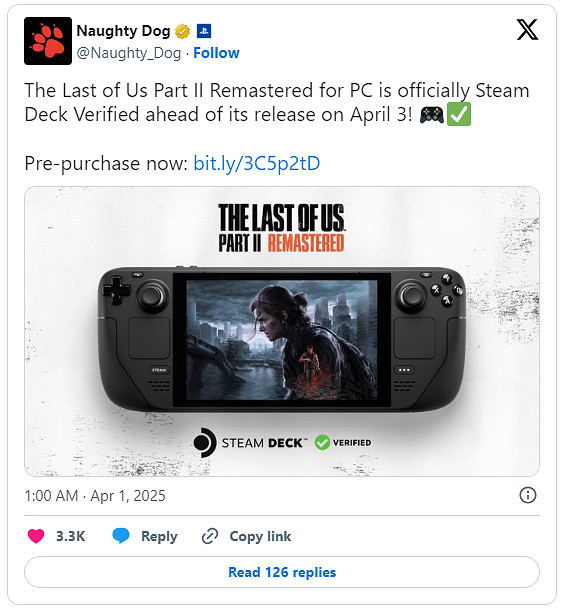 PC版《最後生還者2》重製版通過Steam Deck官方認證！