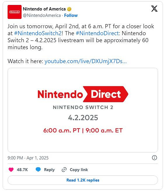 早報:《上古卷軸4RE》將明日公布?NS2直面會時長確認
