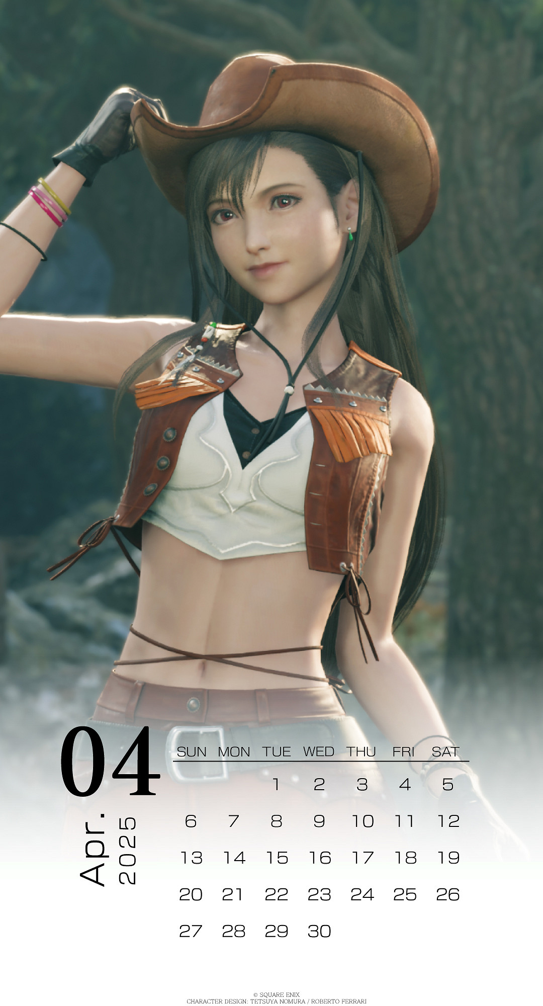 《最終幻想7RE》4月日曆壁紙公布:牛仔蒂法俏皮可愛! 《最終幻想7RE》4月日曆壁紙公布:牛仔蒂法俏皮可愛!
