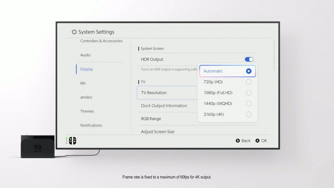 Switch 2硬體規格公布 底座模式支援4K/60FPS