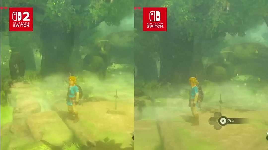 要買升級包嗎？《薩爾達傳說》Switch 2和1畫質對比