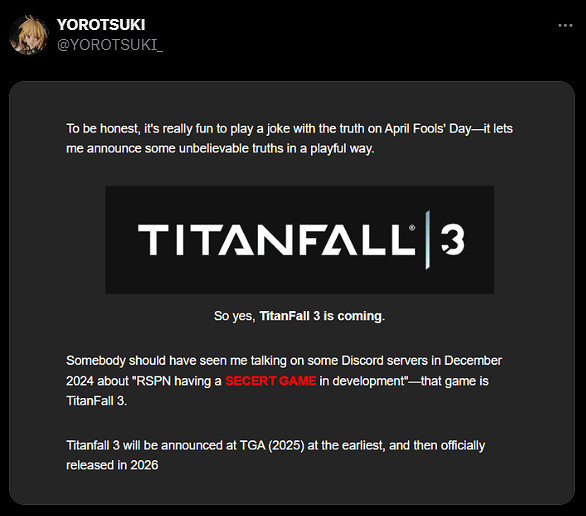 曝《泰坦隕落3》將在2026年發售!今年TGA正式公布 曝《泰坦隕落3》將在2026年發售!今年TGA正式公布