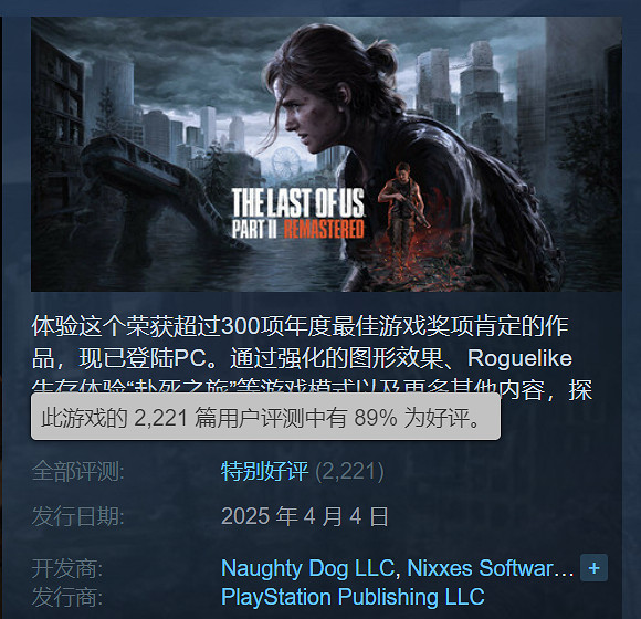 《最後生還者2RE》Steam特別好評：優化出色 幀數穩定!