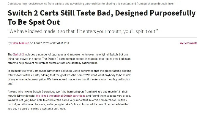 這回還是苦的!任天堂NS2卡帶將延續初代防誤食設計 這回還是苦的!任天堂NS2卡帶將延續初代防誤食設計