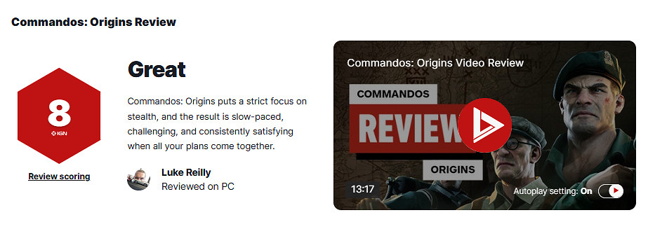 《盟軍敢死隊:起源》IGN 8分:節奏舒緩卻富有挑戰! 《盟軍敢死隊:起源》IGN 8分:節奏舒緩卻富有挑戰!