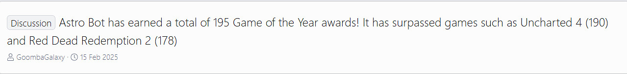 《宇宙機器人》已獲195次年度遊戲!超越《大表哥2》 《宇宙機器人》已獲195次年度遊戲!超越《大表哥2》
