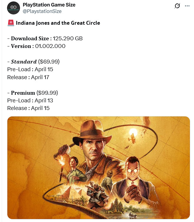 《奪寶奇兵:古老之圈》PS5容量大小曝光：所需125GB！