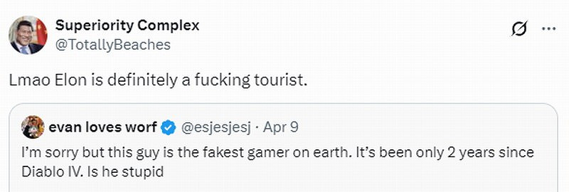 馬斯克詢問《暗黑破壞神5》 又被玩家們群嘲! 馬斯克詢問《暗黑破壞神5》 又被玩家們群嘲!
