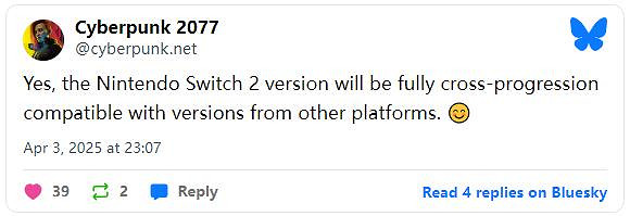 Switch2版《電馭叛客2077》支援跨平台存檔進度同步 Switch2版《電馭叛客2077》支援跨平台存檔進度同步