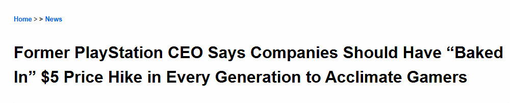 前PS總裁出"損招":主機每次換代都漲5刀 玩家就習慣了 前PS總裁出"損招":主機每次換代都漲5刀 玩家就習慣了