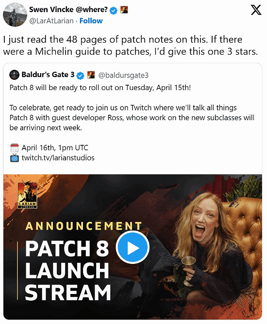 《柏德之門3》8號更新檔容量驚人!但它可能不是最大更新檔 《柏德之門3》8號更新檔容量驚人!但它可能不是最大更新檔