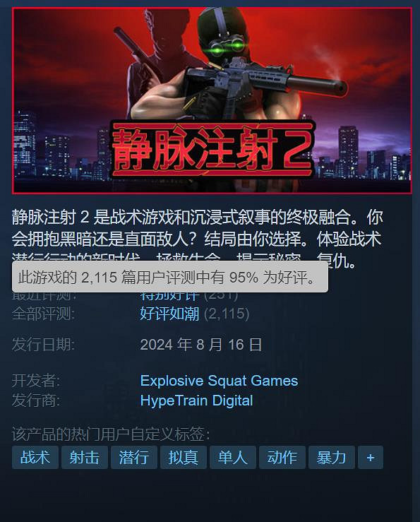 好評如潮遊戲《靜脈注射2》官方宣布:銷量突破10萬 好評如潮遊戲《靜脈注射2》官方宣布:銷量突破10萬