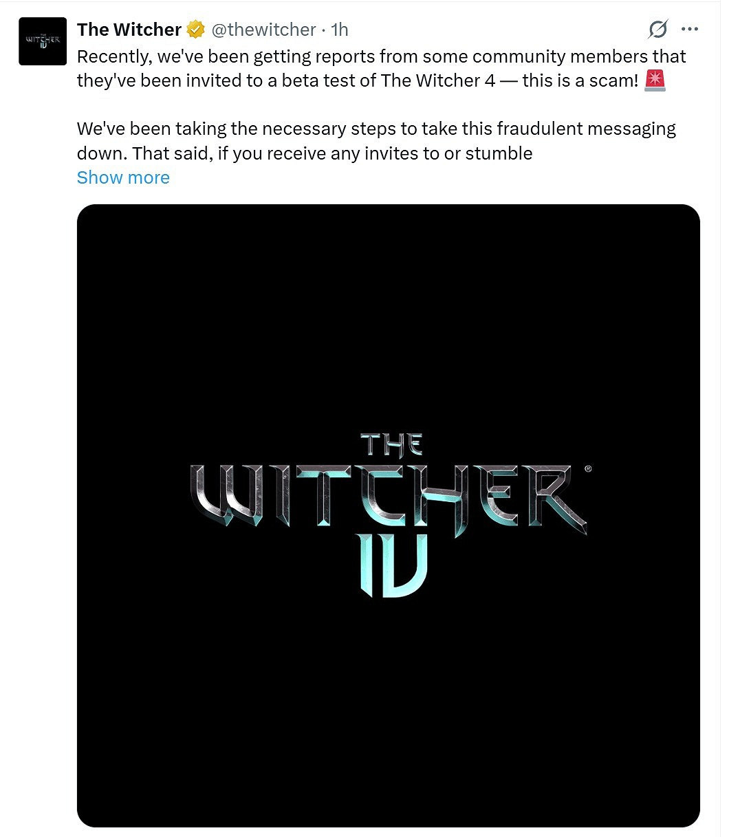 CDPR緊急警告!警惕《巫師4》Beta版測試邀請函騙局 CDPR緊急警告!警惕《巫師4》Beta版測試邀請函騙局