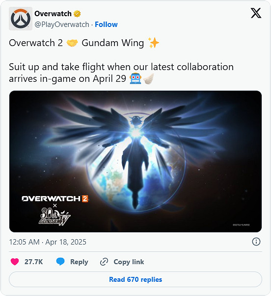 《鬥陣特攻2》宣布《高達W》聯名!飛翼慈悲4/29登場 《鬥陣特攻2》宣布《高達W》聯名!飛翼慈悲4/29登場