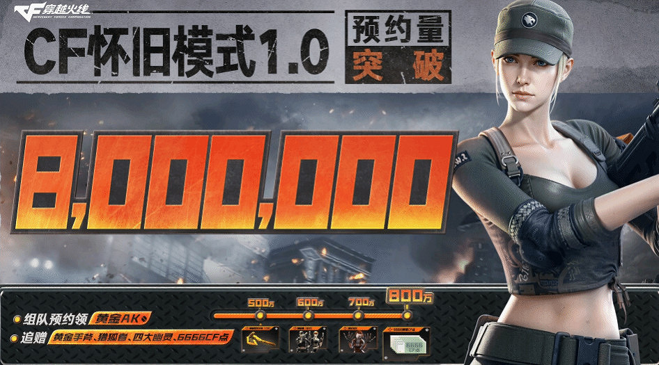 《穿越火線》懷舊模式1.0預約破800萬 豐厚獎勵解鎖