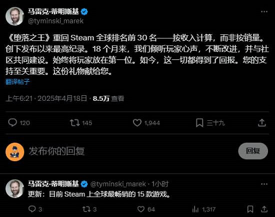 《墮落之主》發售一年半未回本 2.0更新終於獲好評! 《墮落之主》發售一年半未回本 2.0更新終於獲好評!