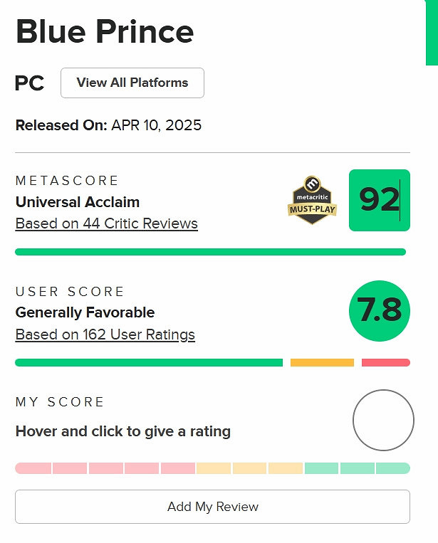 《藍途王子》加入 Xbox Game Pass (XGP) ，媒體高分與玩家評價現落差