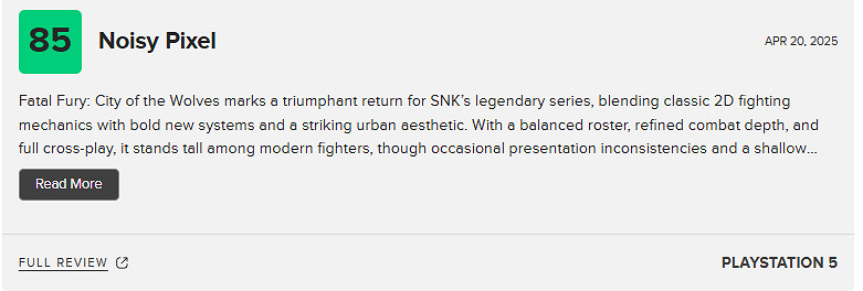 《餓狼傳說:群狼之城》M站80分:SNK傳奇系列勝利回歸! 《餓狼傳說:群狼之城》M站80分:SNK傳奇系列勝利回歸!