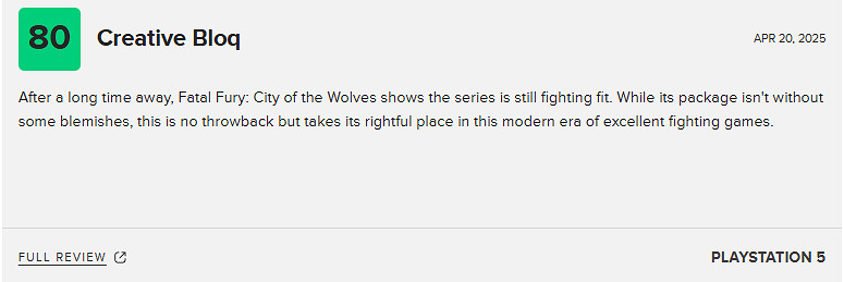 《餓狼傳說:群狼之城》M站80分:SNK傳奇系列勝利回歸! 《餓狼傳說:群狼之城》M站80分:SNK傳奇系列勝利回歸!