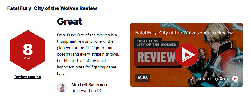 《餓狼傳說:群狼之城》IGN 8分:經典IP的輝煌複興! 《餓狼傳說:群狼之城》IGN 8分:經典IP的輝煌複興!