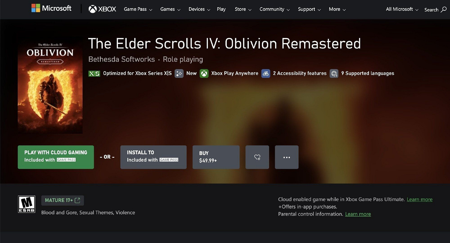 《上古卷軸4:重製版》首發加入 Xbox Game Pass (XGP) !豪華版內容超豐富 《上古卷軸4:重製版》首發加入 Xbox Game Pass (XGP) !豪華版內容超豐富