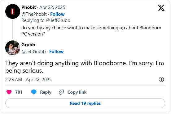知名媒體人爆料索尼對《血源詛咒》沒有任何計劃! 知名媒體人爆料索尼對《血源詛咒》沒有任何計劃!