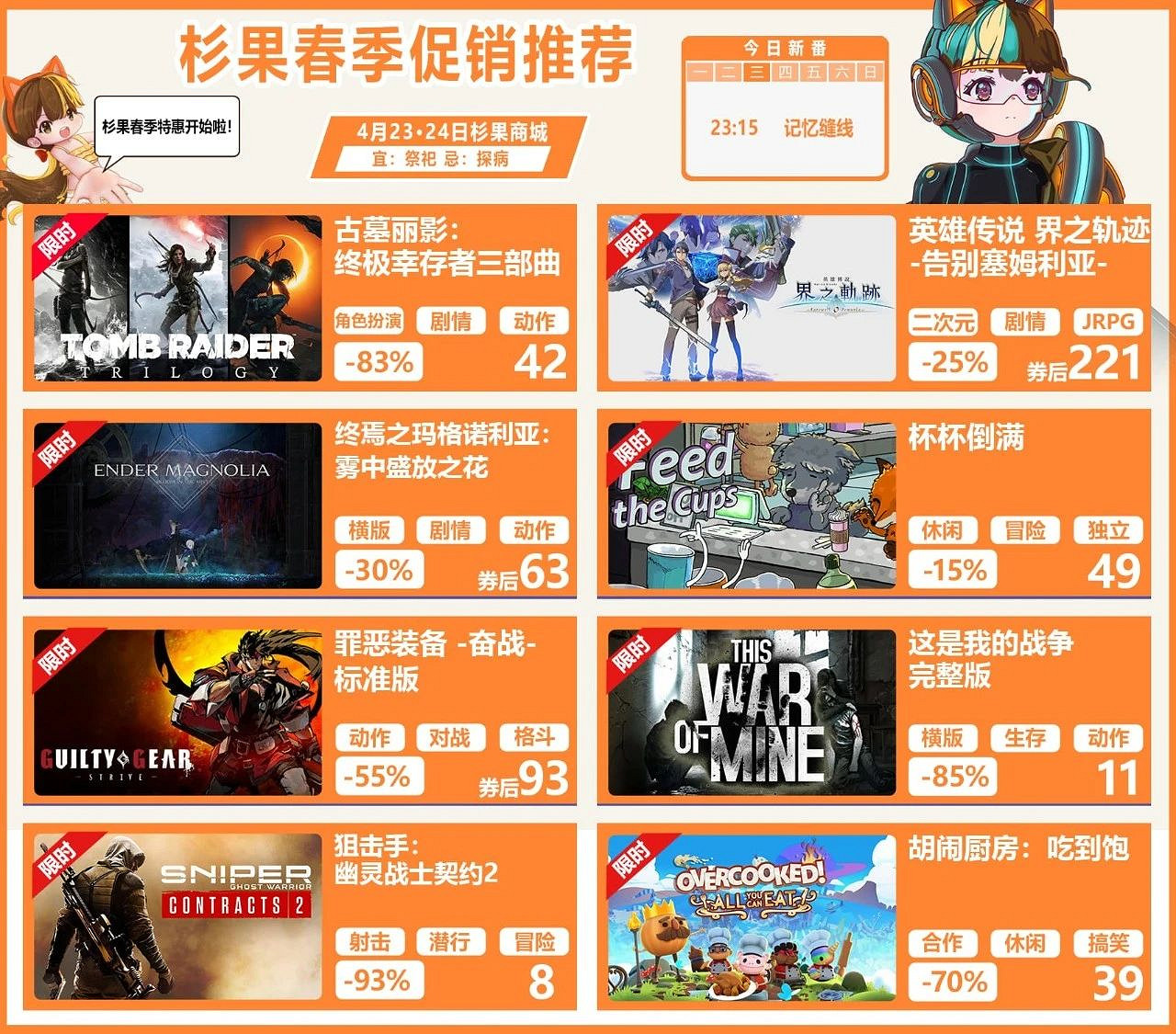 臥龍/生化4/怪獵擊破史低！杉果春季特惠現已開啟