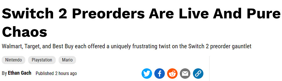 身體很誠實 美國Switch 2預購開啟後一片混亂局面