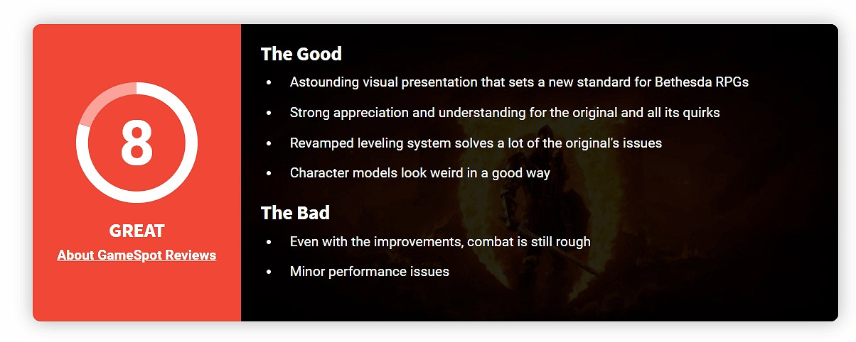 《上古卷軸4：重製版》GS 8分：畫面驚豔 但戰鬥粗糙!