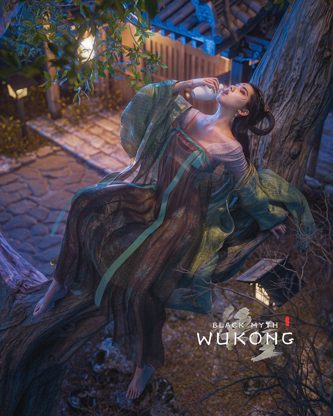 《黑神話》藝術家新作品曝出：蜘蛛二姐赤足恣意飲酒