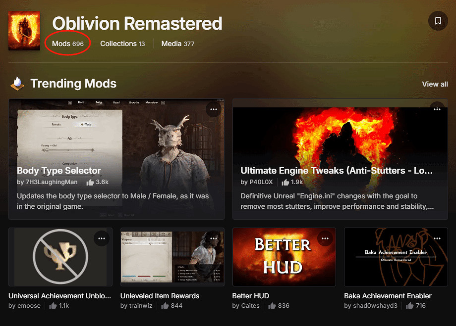 才剛剛發售5天!《上古卷軸4RE》已有近700款MOD! 才剛剛發售5天!《上古卷軸4RE》已有近700款MOD!