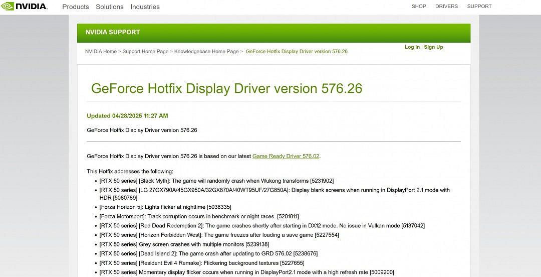 NVIDIA 新熱修復驅動發布 修復《黑神話》悟空變身就崩潰問題 NVIDIA 新熱修復驅動發布 修復《黑神話》悟空變身就崩潰問題