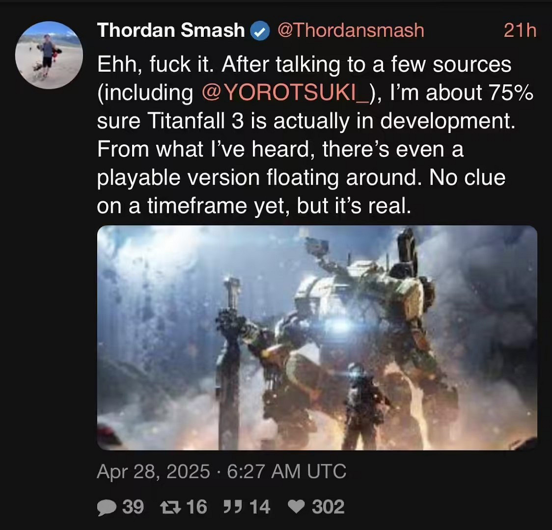 曝《泰坦隕落3》開發進度遠超外界預期 已有可玩版本! 曝《泰坦隕落3》開發進度遠超外界預期 已有可玩版本!