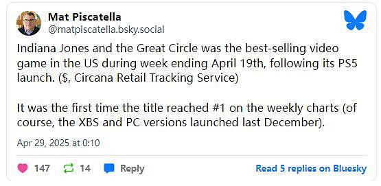 PS5《奪寶奇兵:古老之圈》登頂美國遊戲周銷量榜! PS5《奪寶奇兵:古老之圈》登頂美國遊戲周銷量榜!