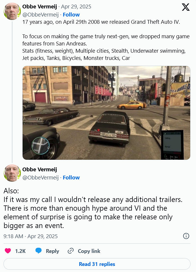 R星前員工:《GTA6》壓根不需要再出新預告來吊胃口 R星前員工:《GTA6》壓根不需要再出新預告來吊胃口